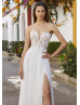 Strapless Sweetheart Neck Ivory Lace Chiffon Airy Wedding Dress